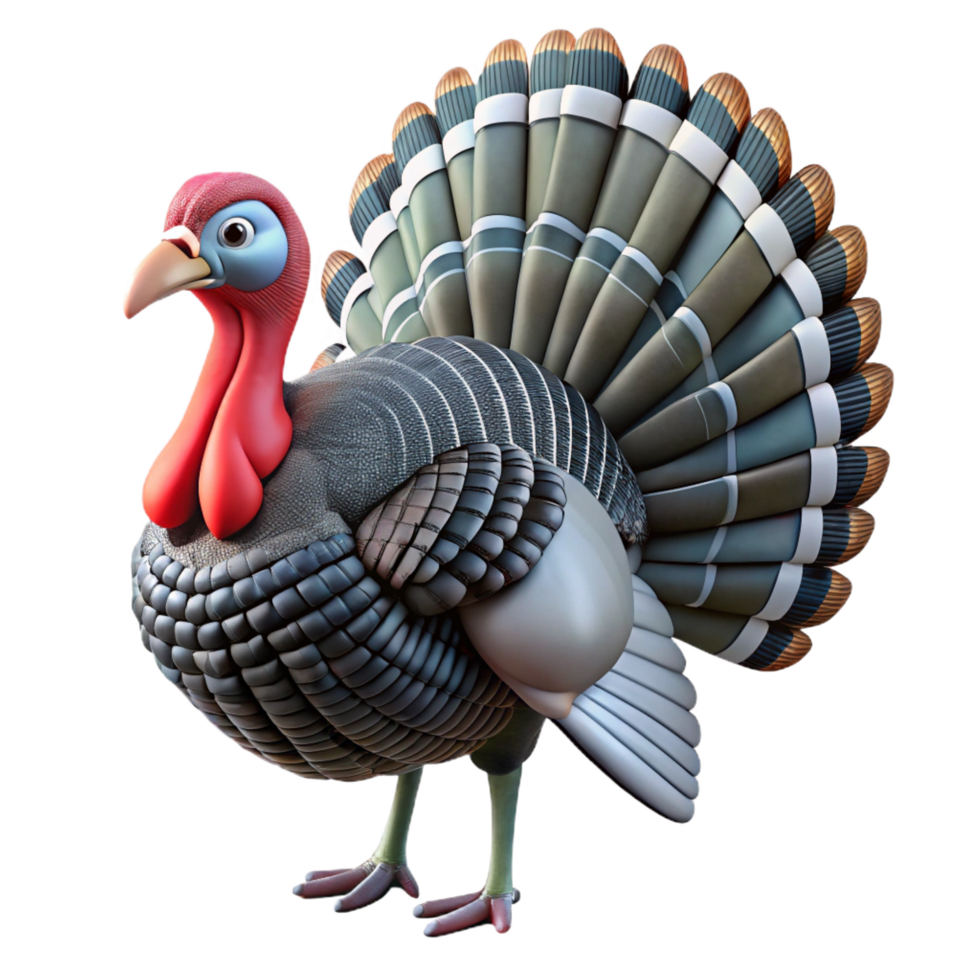 beautiful acclaimed Turkey, wild, male, displaying feathers with Transparent Background png