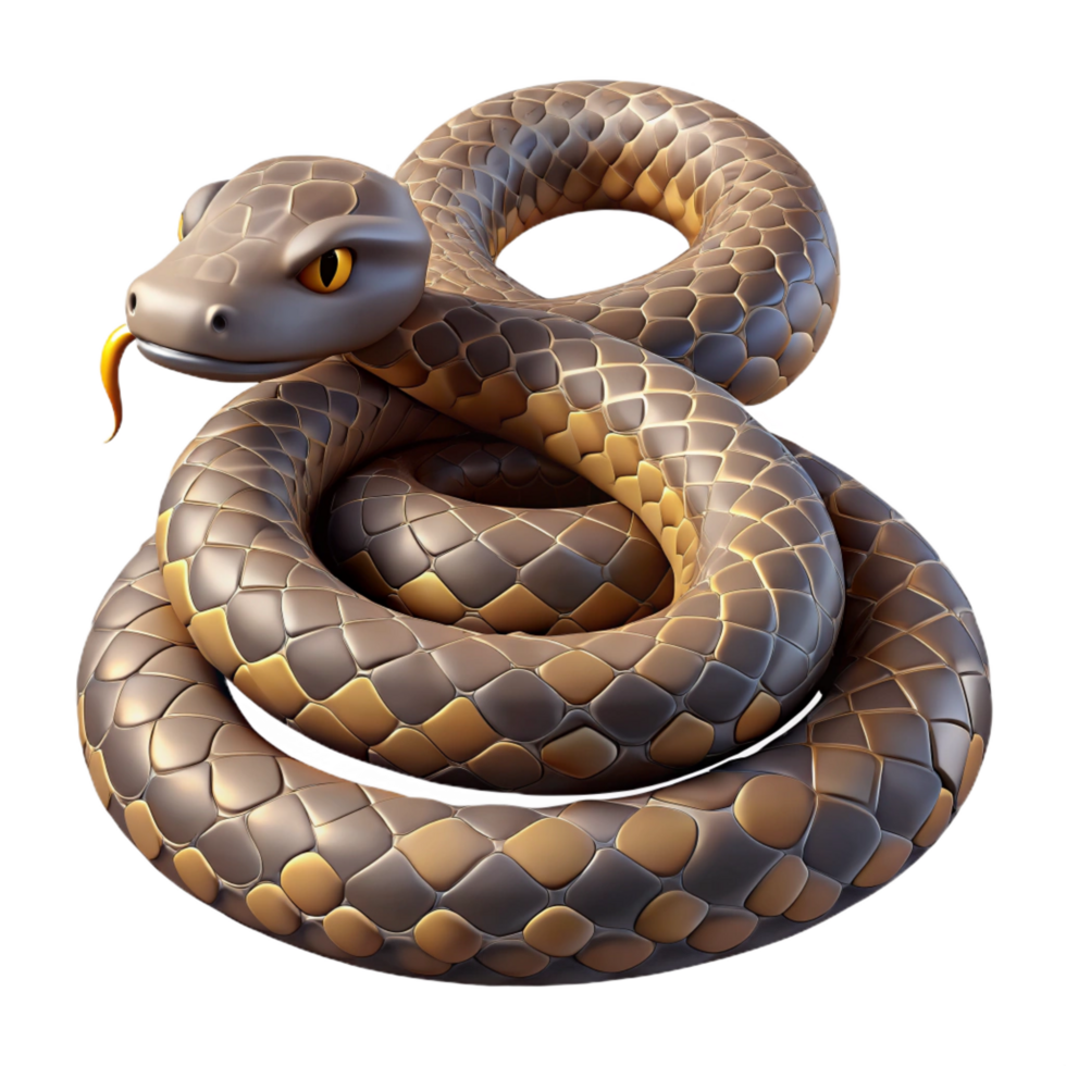 ethereal elegant A slithering Rattlesnake, coiled, with Transparent Background crisp png