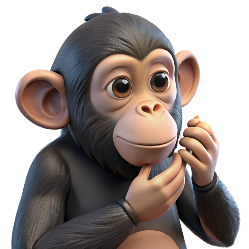 immaculate peaceful art deco A grooming chimpanzee, picking at its fur with Transparent Background original png