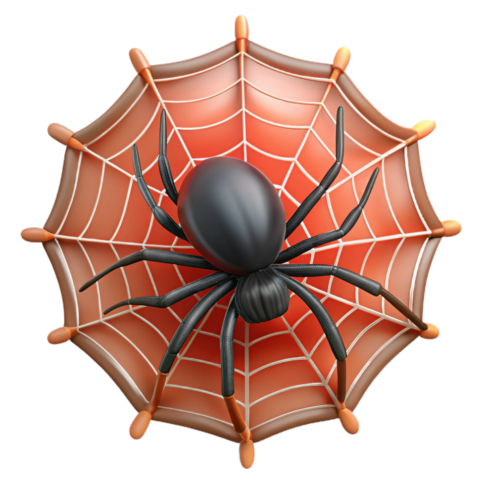 pristine quintessential Spider web with spider spiderweb cropped close with Transparent Background png