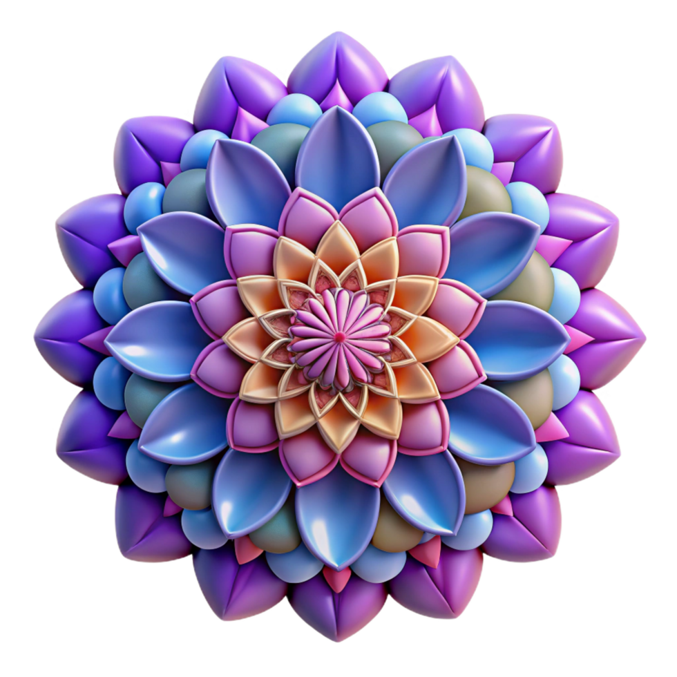 captivating timeless Hyper-specific professional render of an isolated, floating, intricate mandala pattern with vibrant colors Isolated cutout with Transparent Background png
