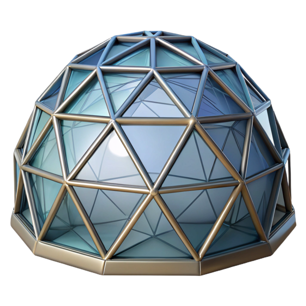 majestic harmonious elegant Geodesic dome structure, with Transparent Background original png