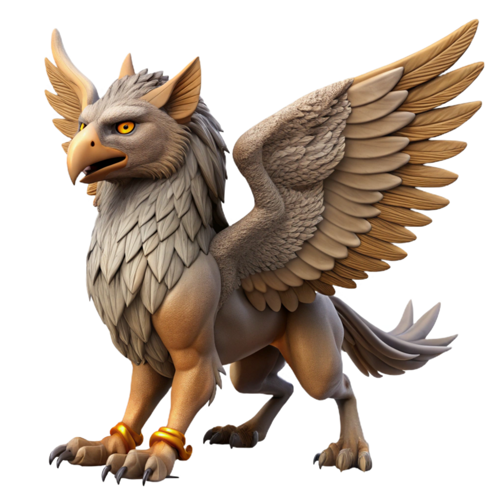 memorable abstract A majestic griffin, wings spread, talons extended with Transparent Background flawless png