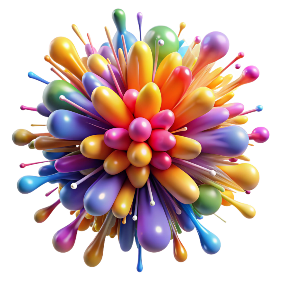 hypnotic modern A dynamic explosion of particles, colorful and energetic with Transparent Background gallery standard png