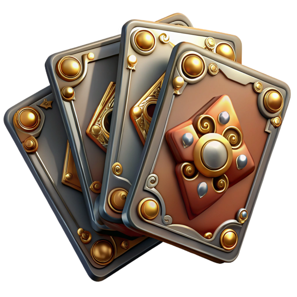timeless bohemian Steampunk playing cards with ornate designs and metallic accents with Transparent Background luxury png