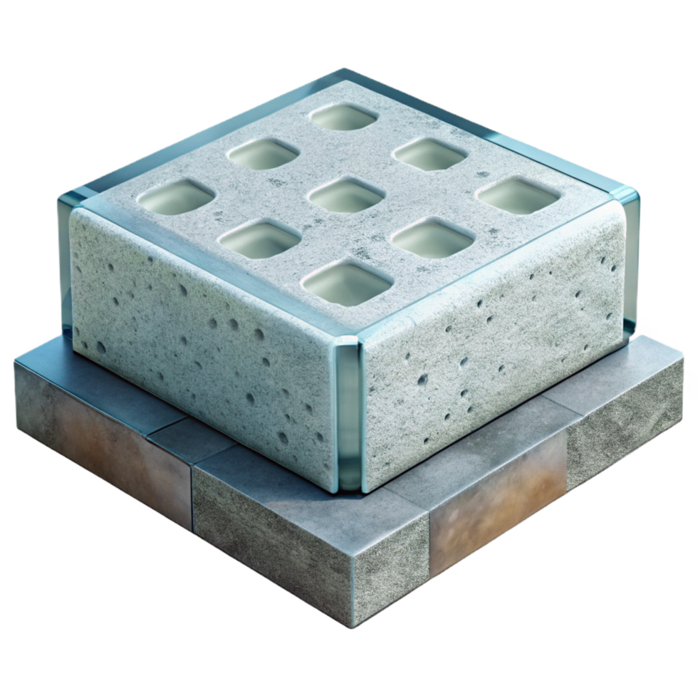 reflective striking Concrete foundation block with Transparent Background elite png