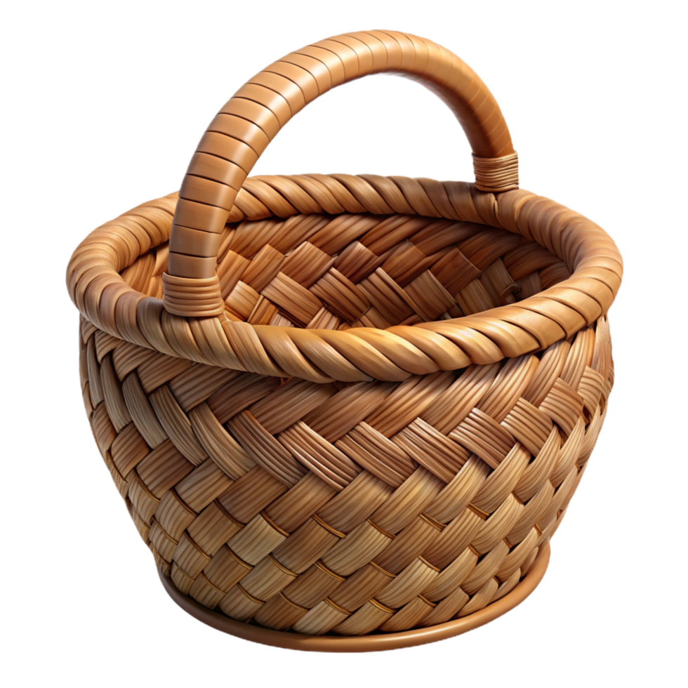 melancholic hypnotic Photorealistic, ultra-detailed, isolated cutout, tribal woven basket, natural fibers, intricate weaving patterns with Transparent Background studio quality png