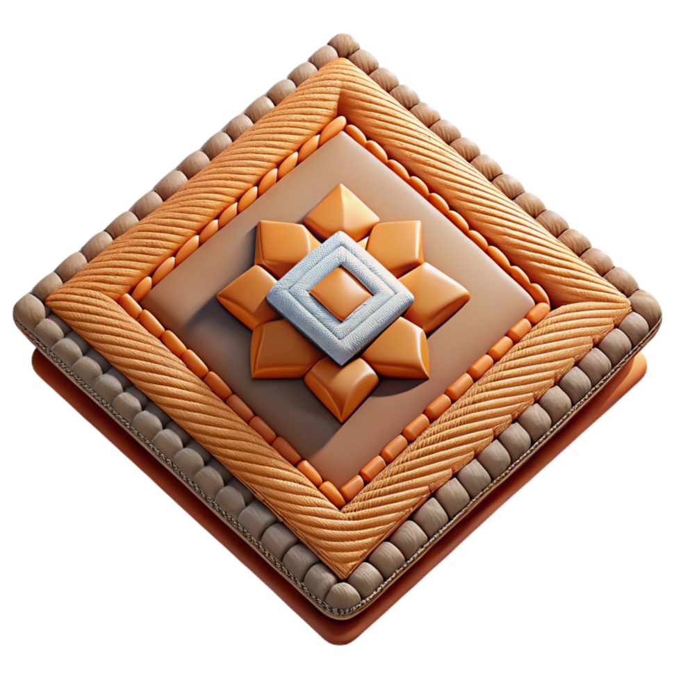 wonderful romantic elegant Hyper-specific professional render of a tribal woven mat with a complex diamond pattern with Transparent Background 8K png