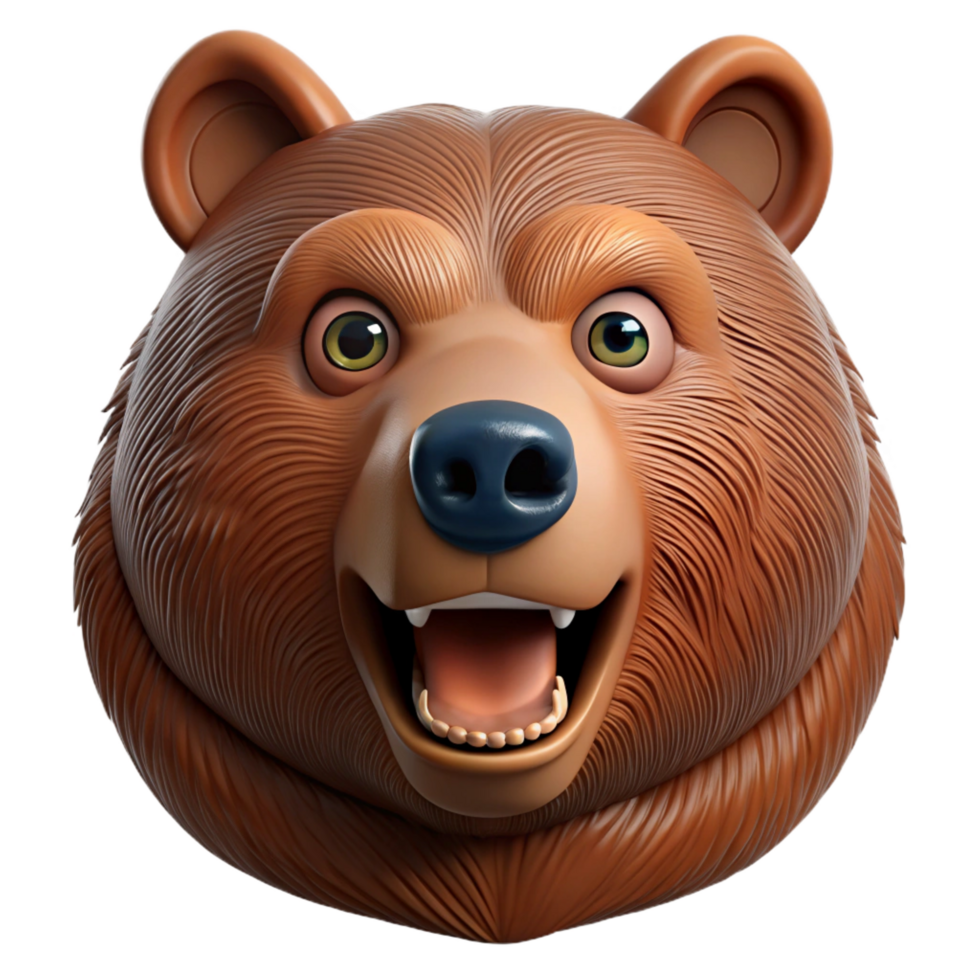 enchanting traditional Grizzly bear, head shot, intense expression, with Transparent Background ultra HD png