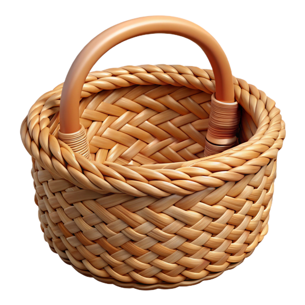 memorable bohemian Photorealistic, ultra-detailed, isolated cutout, tribal woven basket, natural fibers, intricate weaving patterns with Transparent Background expertly shot png