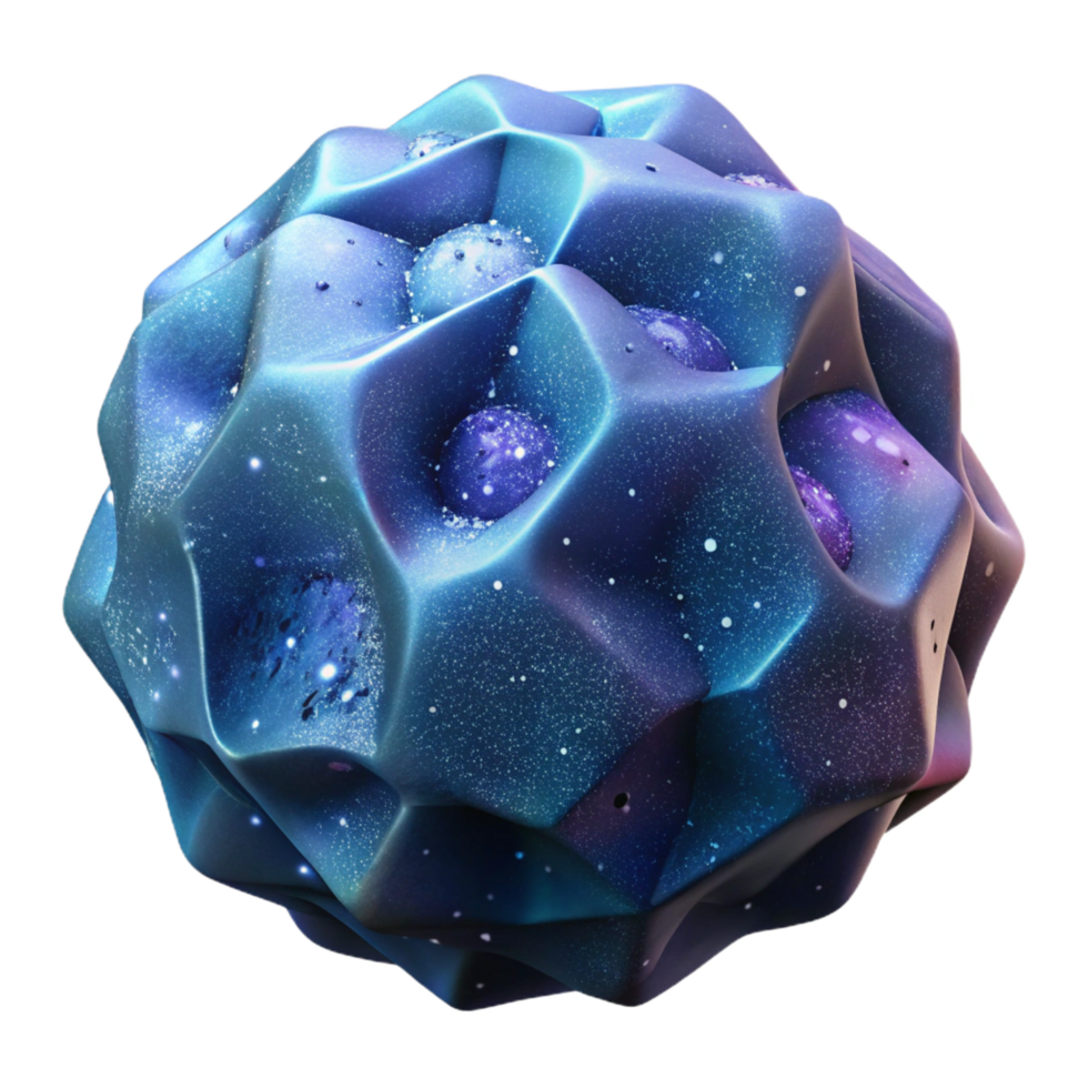 fascinating baroque Isolated cutout, professional render of a single, ultra-detailed cosmic dust particle, magnified, hyper-specific crystalline structure with Transparent Background crisp png