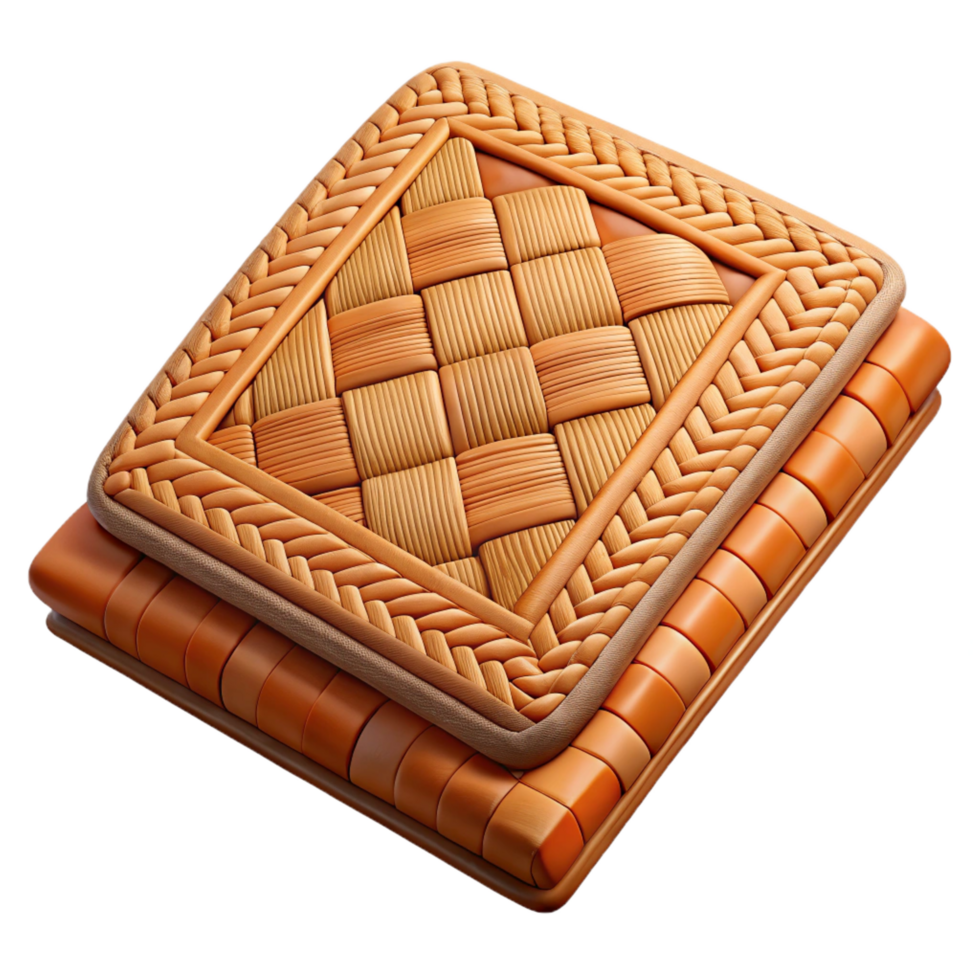 peaceful beautiful Ultra-detailed, photorealistic isolated cutout of a tribal woven mat with geometric patterns with Transparent Background original png