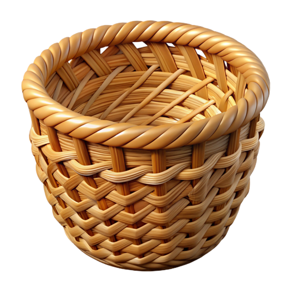 enchanting timeless Photorealistic, ultra-detailed, isolated cutout, tribal woven basket, natural fibers, intricate weaving patterns with Transparent Background png