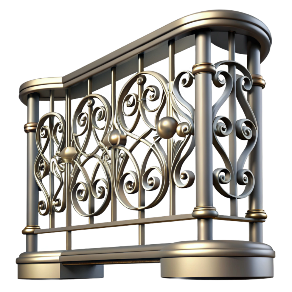exquisite energetic minimalist Balcony railing intricate metalwork, with Transparent Background original png