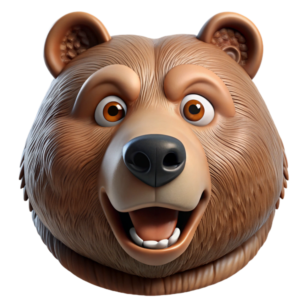 sumptuous sought-after Grizzly bear, head shot, intense expression, with Transparent Background png