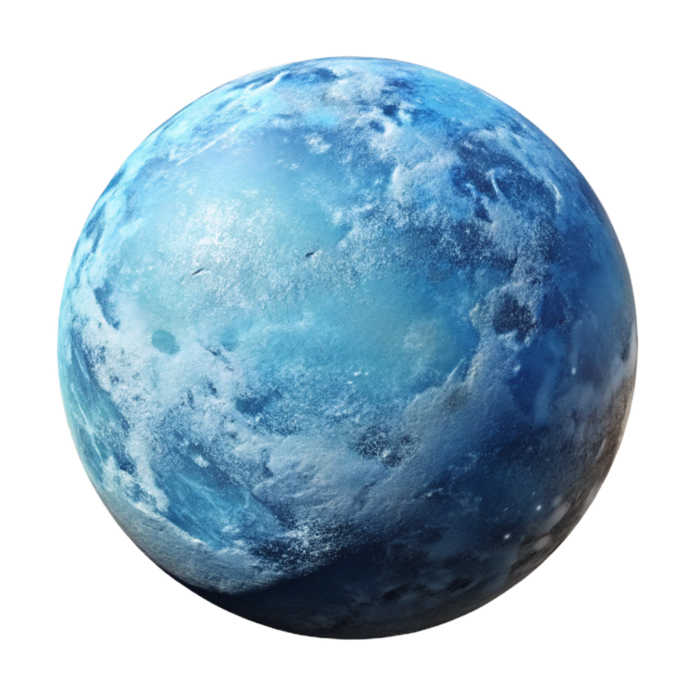 fascinating acclaimed Photorealistic, ultra-detailed, professional render, isolated cutout of a single, hyper-specific, frozen planet planet only with Transparent Background png