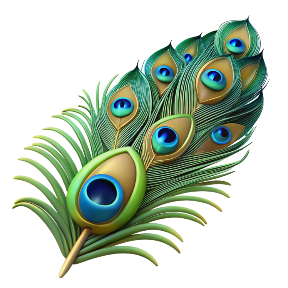 impressive sought-after Photorealistic hyper-specific isolated cutout of a single peacock Pavo cristatus feather, with Transparent Background png
