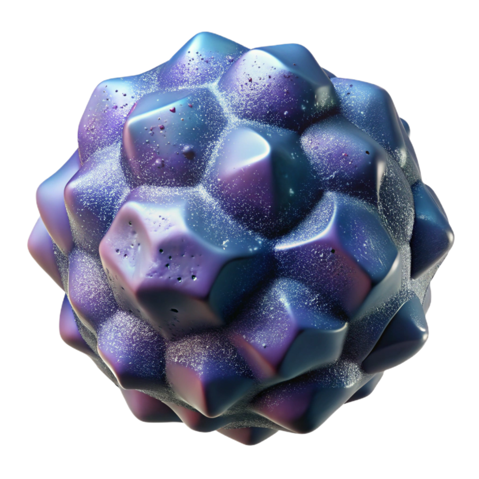 bold vibrant Isolated cutout, professional render of a single, ultra-detailed cosmic dust particle, magnified, hyper-specific crystalline structure with Transparent Background high quality png