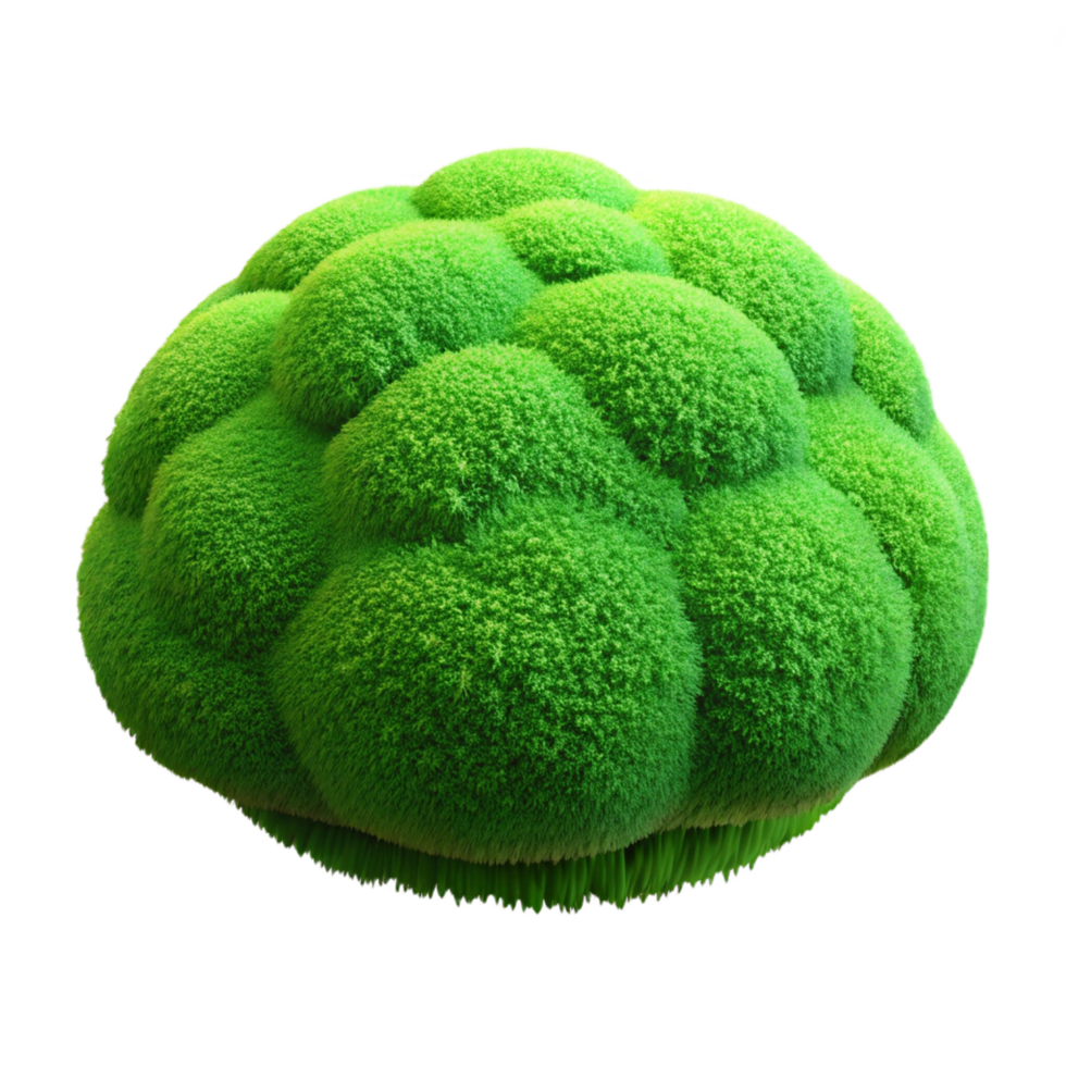melancholic gorgeous Concept art style, hyper-specific isolated cutout of a single, vibrant green moss clump with detailed texture with Transparent Background exclusive png