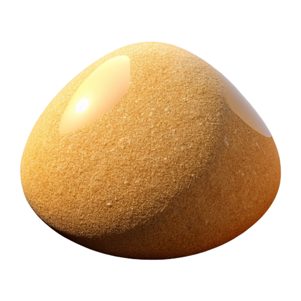 whimsical spectacular Photorealistic, hyper-specific render of a single, isolated cutout, single grain of sand, highly magnified with Transparent Background flawless png