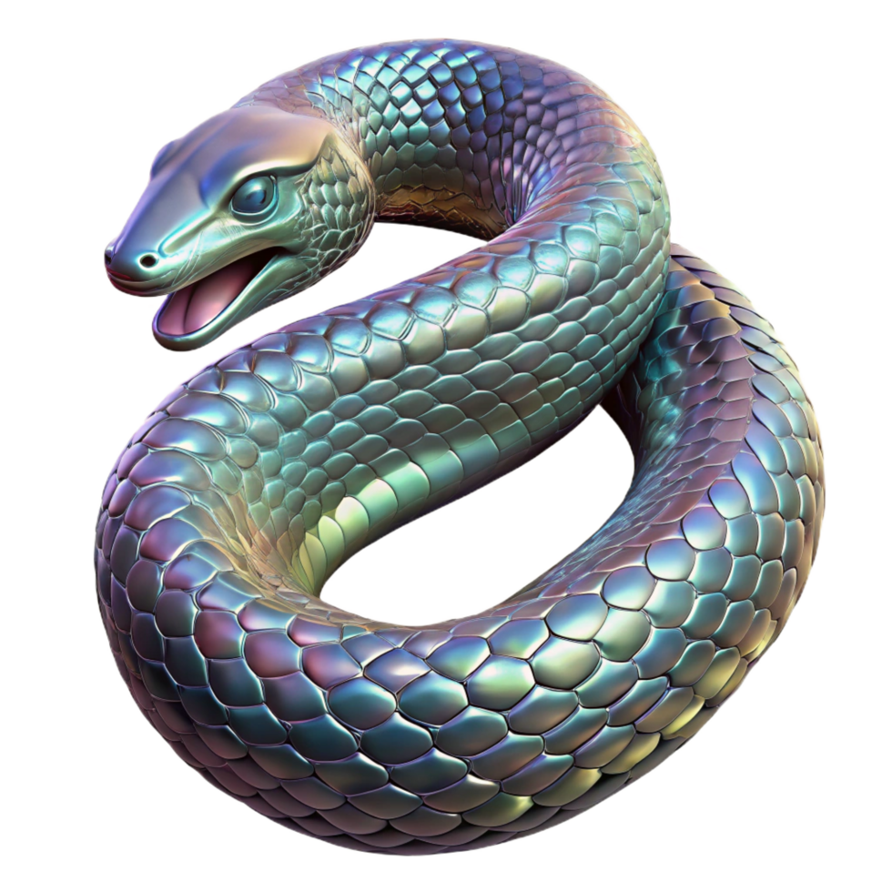 radiant quintessential Hyper-specific photorealistic biomechanical snake scale, iridescent surface, metallic edges, intricate texture, isolated cutout with Transparent Background png