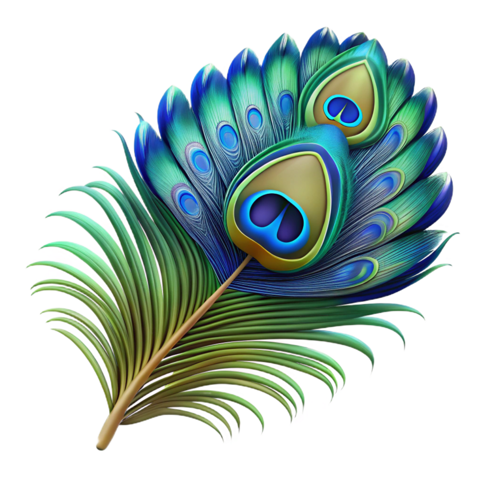 notable coastal Ultra-detailed isolated cutout of a hyper-specific photorealistic peacock feather, iridescent, blue and green eye, detailed barbs, with Transparent Background high quality png