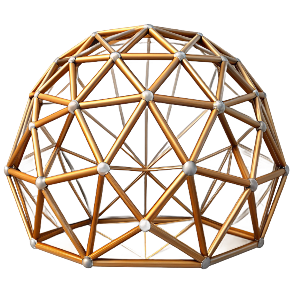 rare abstract Dome geodesic structure framework, with Transparent Background masterfully captured png