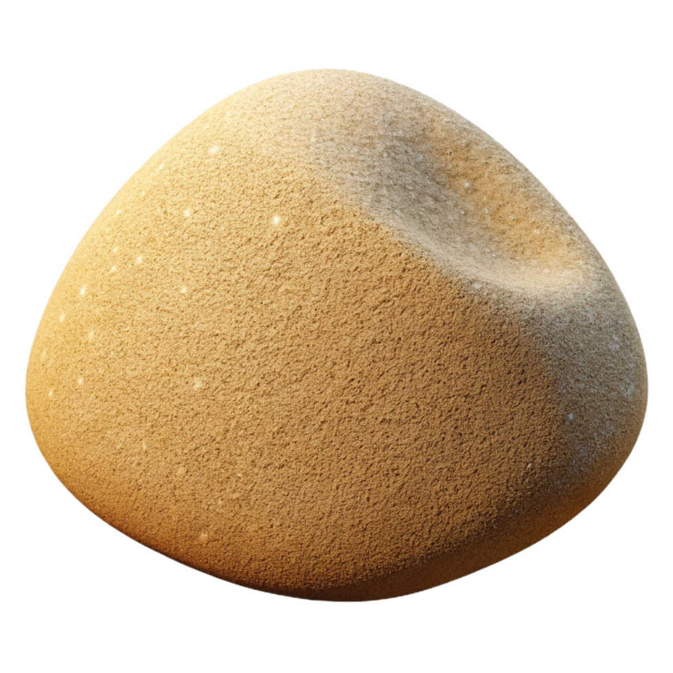 joyful fascinating Photorealistic professional render isolated cutout of a single grain of sand, magnified, textured, granular, with Transparent Background top-tier png