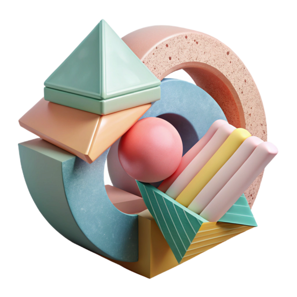 stunning modern Abstract Geometric Shapes in Pastel Colors Cutout exclusive png