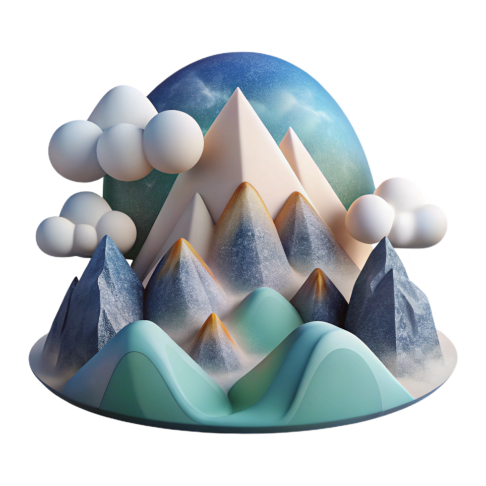 beautiful rustic Abstract Sky and Mountain Scene Transparent Background Isolated high resolution png