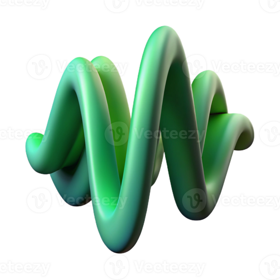 dramatic creative Abstract Waveform with Green Gradient Cutout Element detailed png
