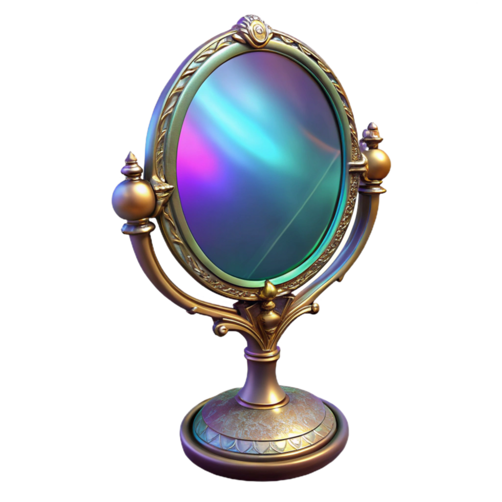 extraordinary abstract Ancient Mirror Hologram with Reflection Isolated professional png