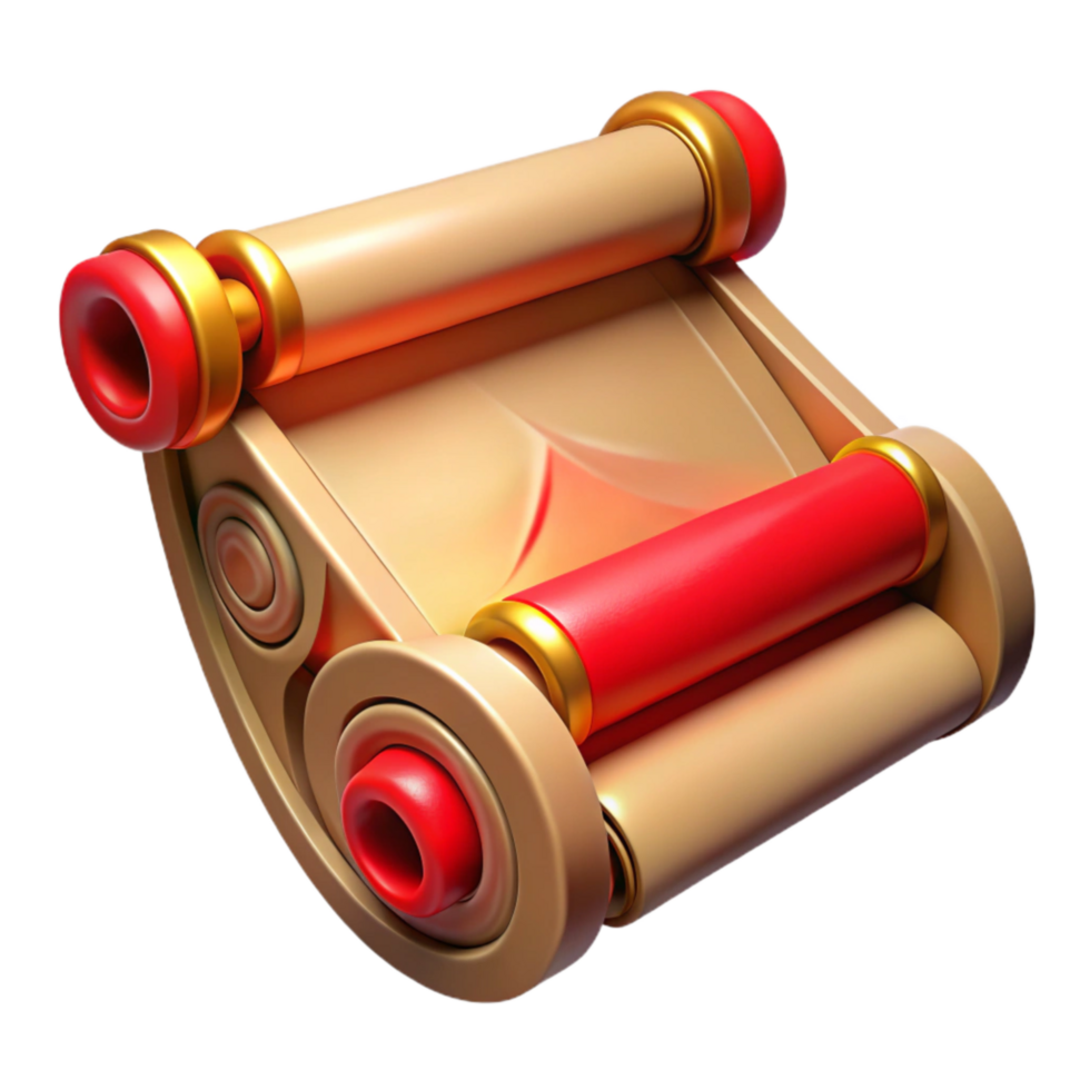 elegant creative Ancient Scroll Case Hologram with Red Accents Isolated exclusive png