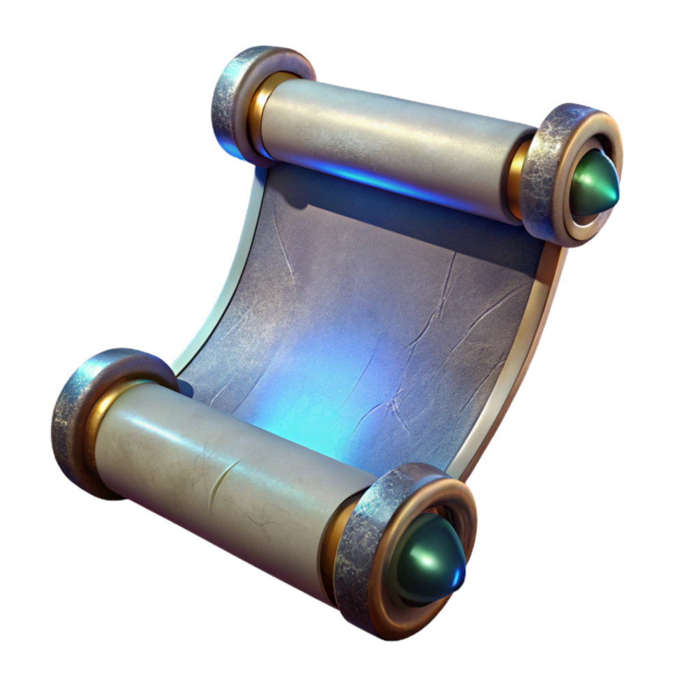 serene creative Ancient Scroll Hologram with Faded Ink Isolated premium png