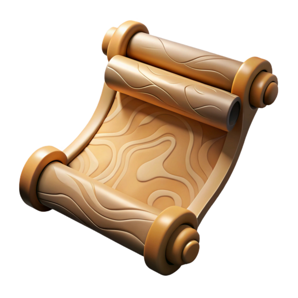 beautiful rustic Ancient Spectral Map Scroll Cutout with Shadow Detail premium png
