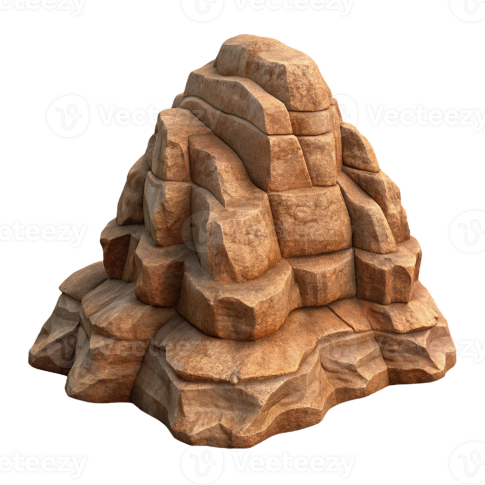 magnificent rustic Ancient Valley Rock Formation Side View Isolated png