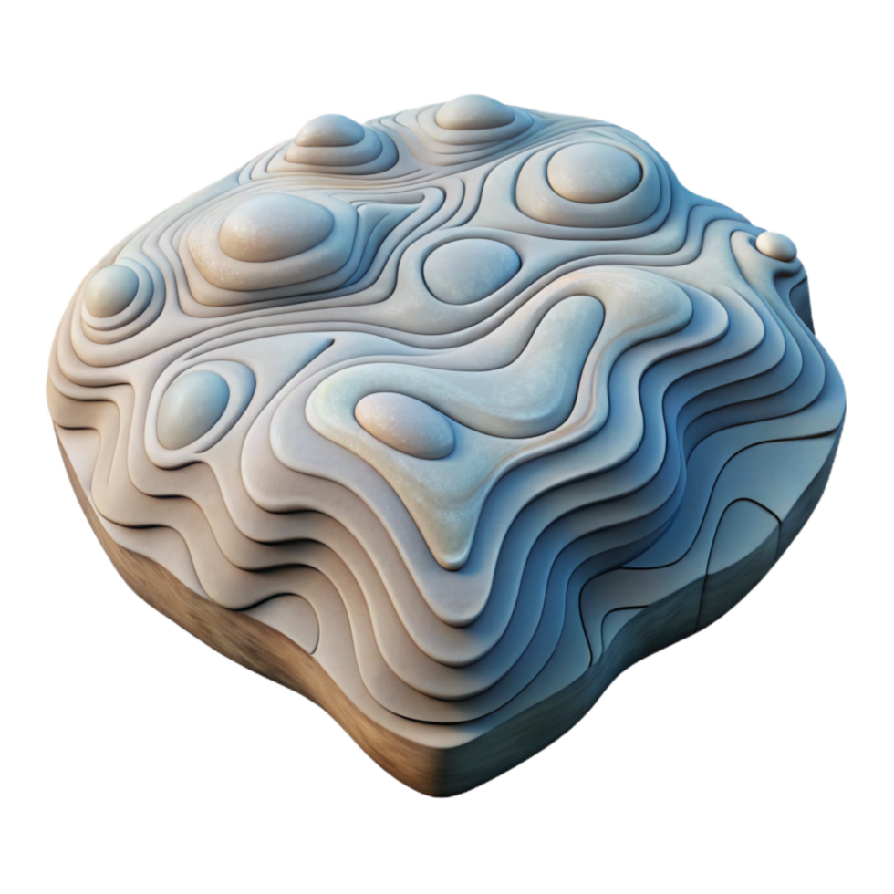 beautiful traditional Artistic Topographic Map with Watercolor Effect Isolated detailed png
