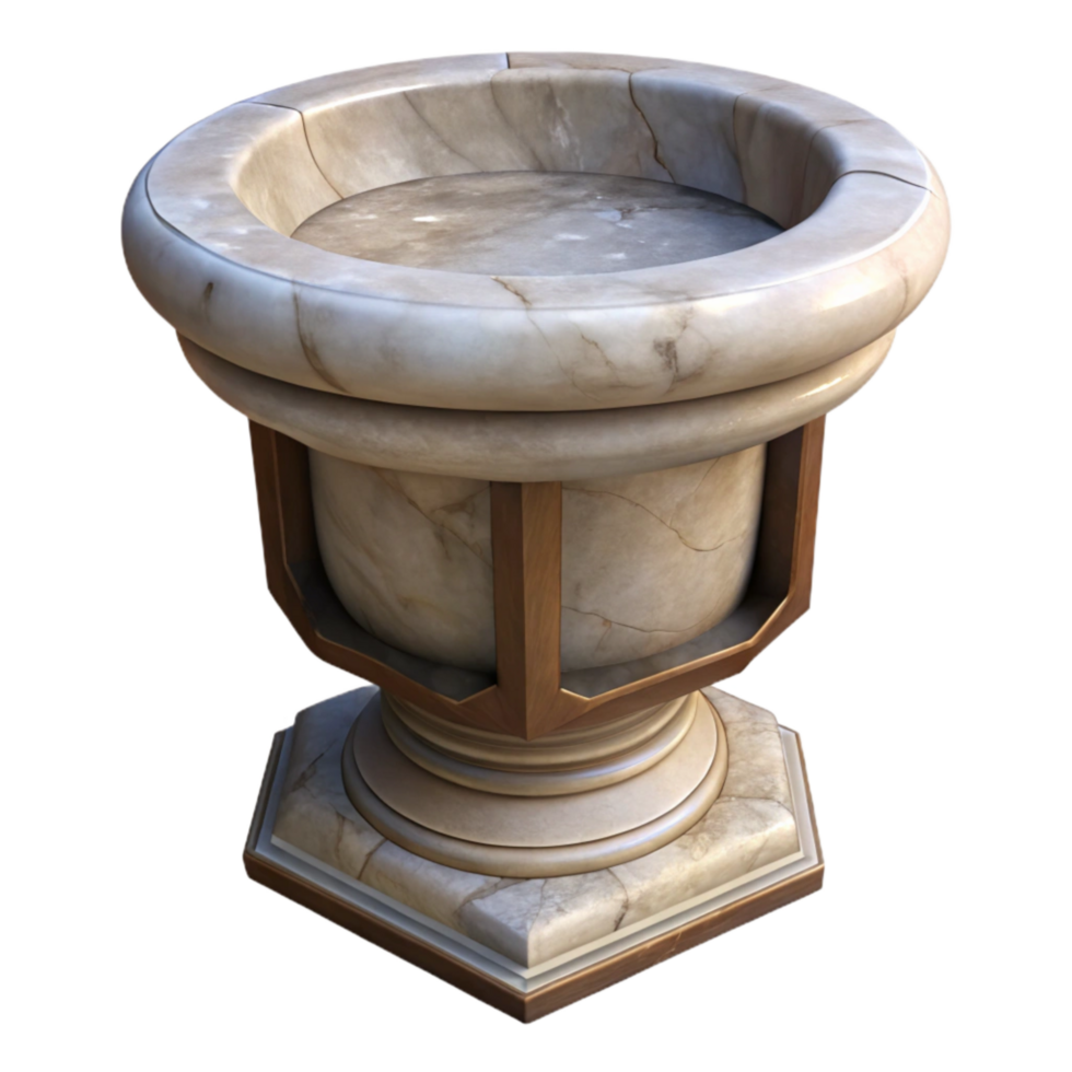 elegant abstract Baptismal Font Cutout Marble Design Isolated Element premium png