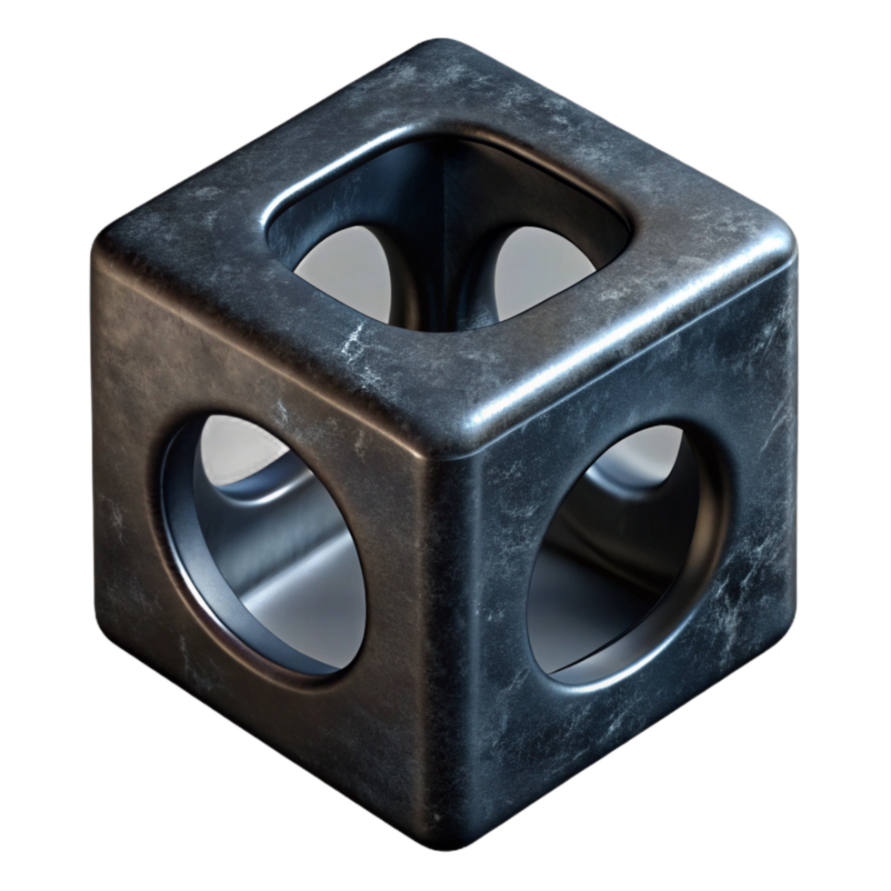 beautiful rustic Black Translucent Shadow Cast by Metal Cube Cutout genuine png