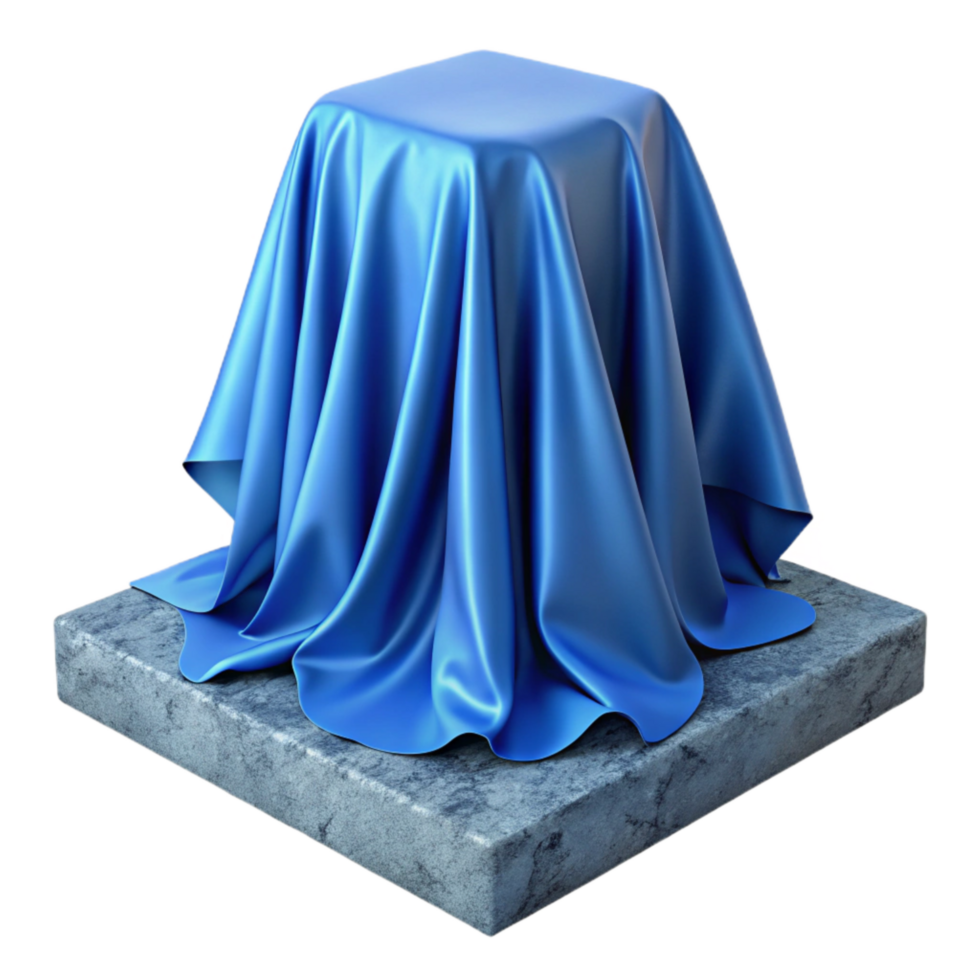 magnificent vintage Blue Translucent Fabric Draped Over Concrete Block Cutout professional png