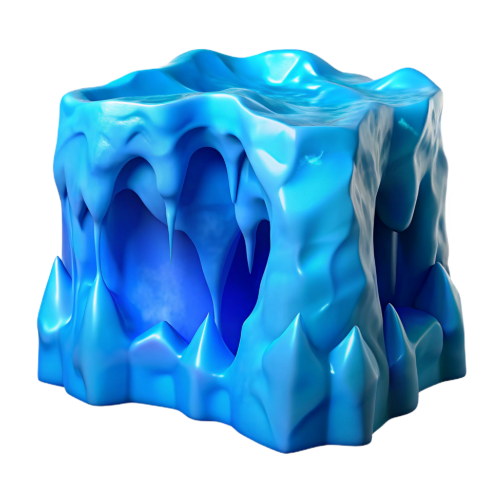 dramatic rustic Bright Blue Gelid Grotto Ice Wall Transparent Background authentic png