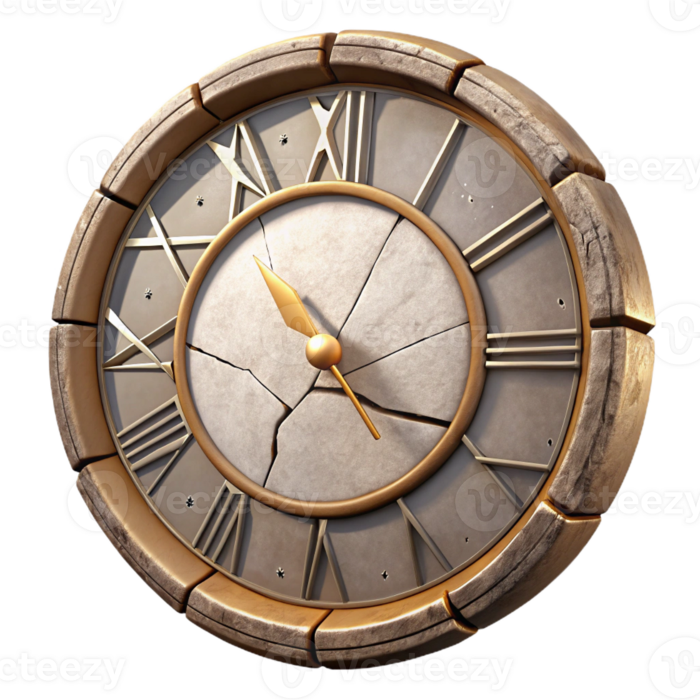 extraordinary contemporary Broken Clock Face with Roman Numerals Isolated authentic png