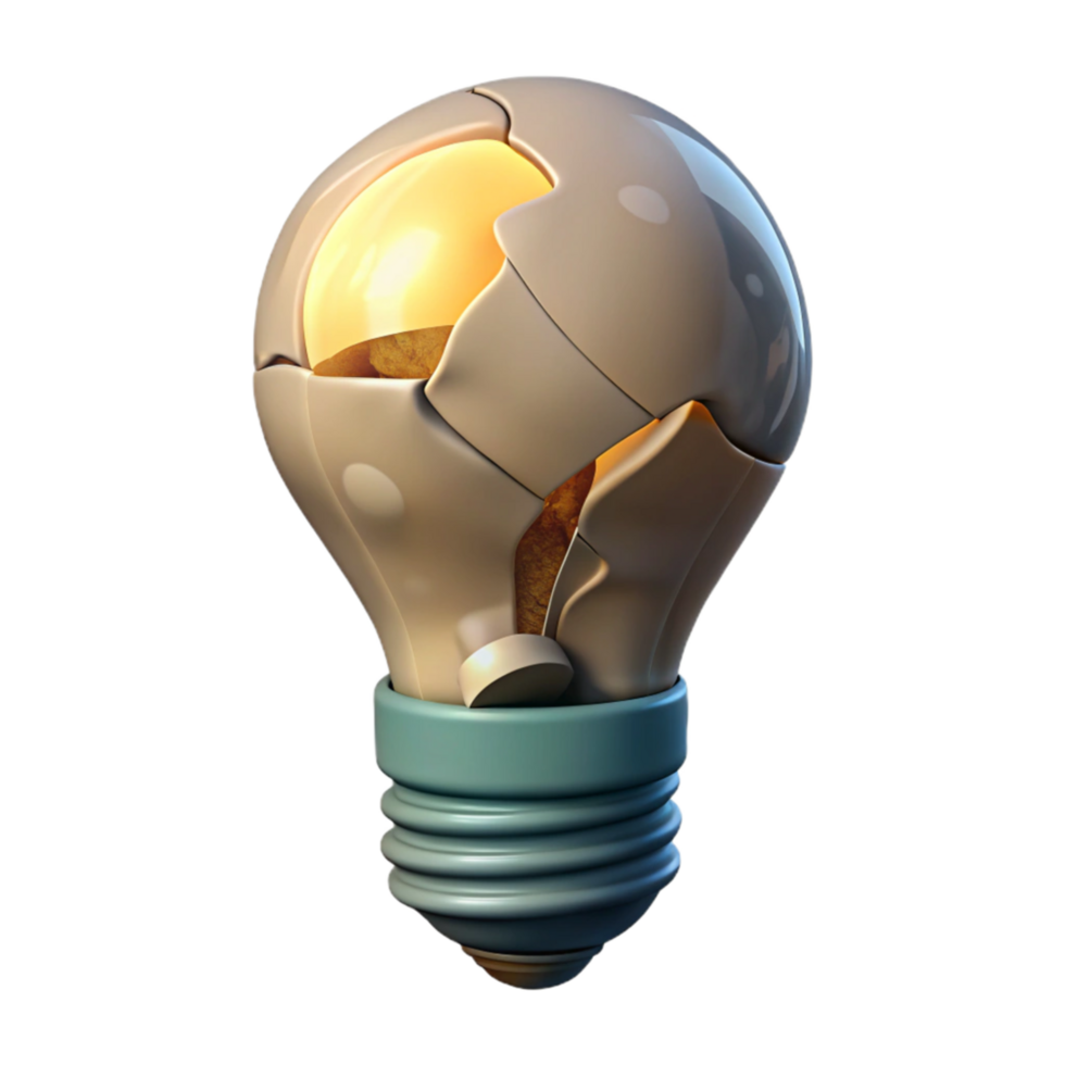 serene classic Broken Lightbulb with Filament Detail Isolated premium png