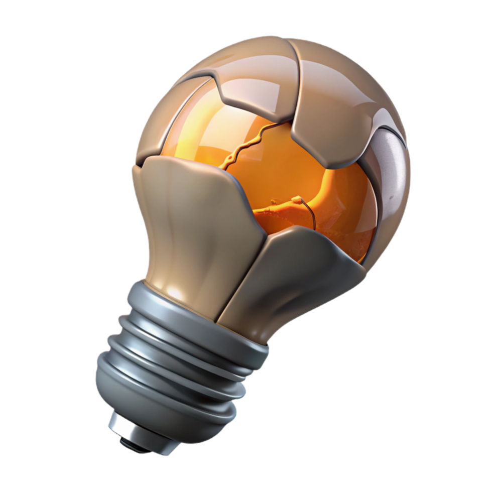beautiful traditional Broken Lightbulb with Filament Detail Isolated png