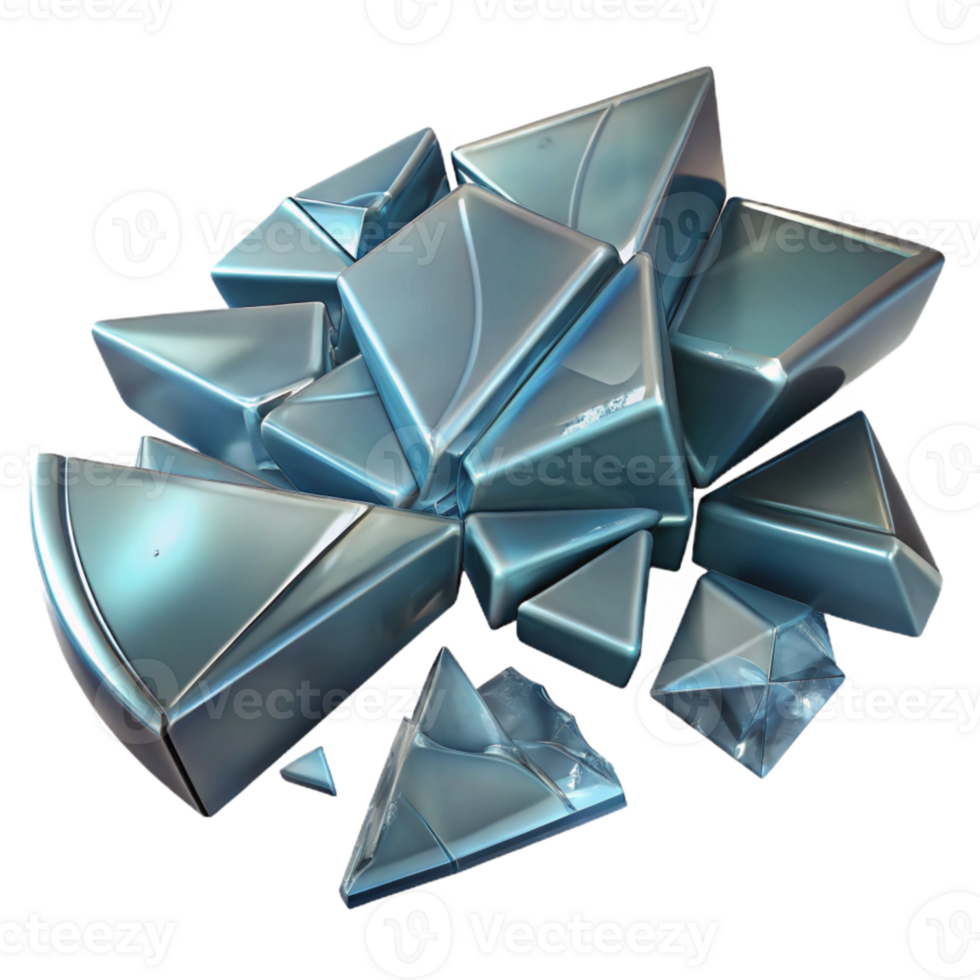 dramatic abstract Broken Glass Fragments Cutout with Realistic Transparency genuine png