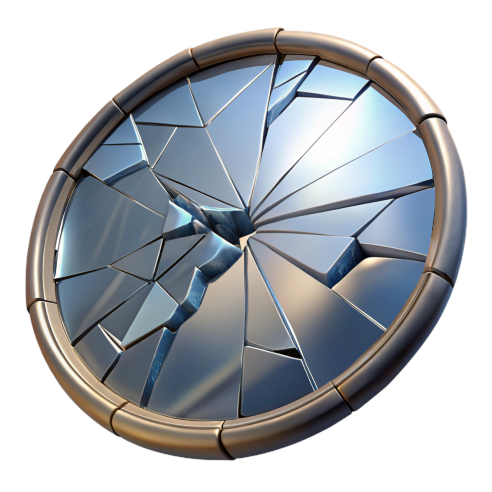 dramatic rustic Broken Mirror with Realistic Cracks and Shattered Pieces genuine png