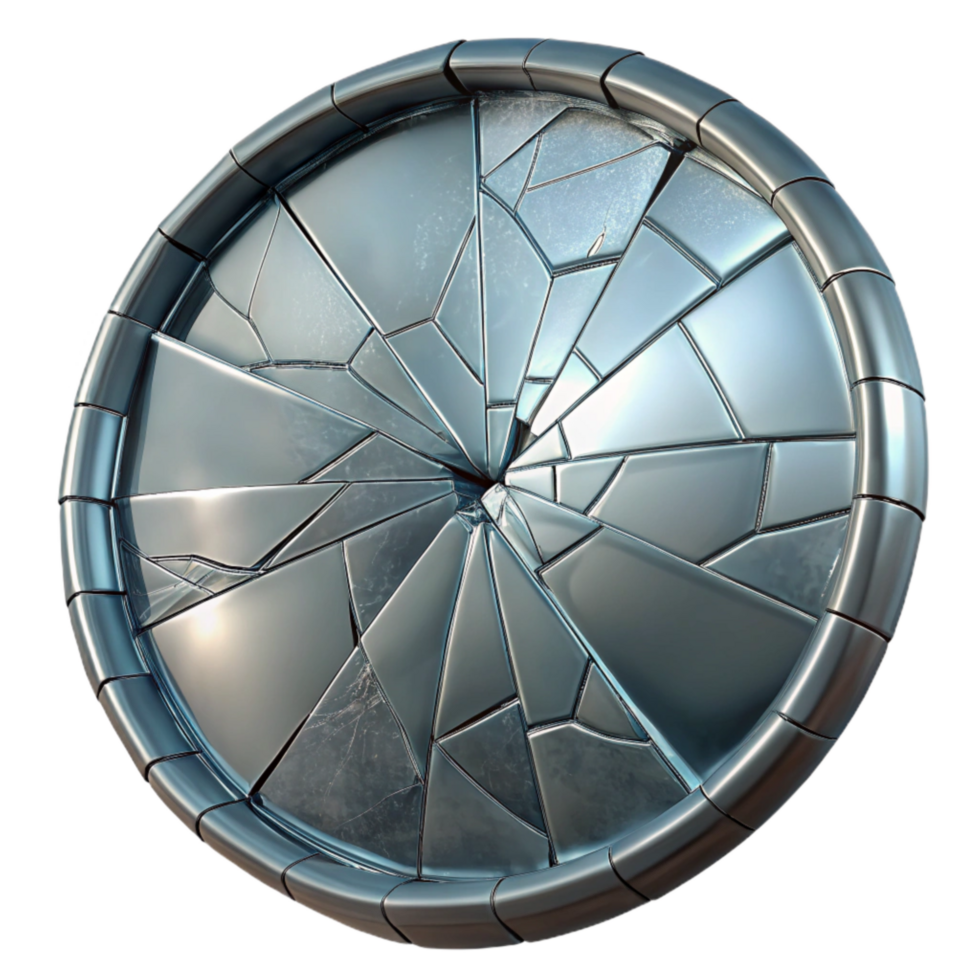 serene classic Broken Mirror Texture Cutout with Realistic Cracks png