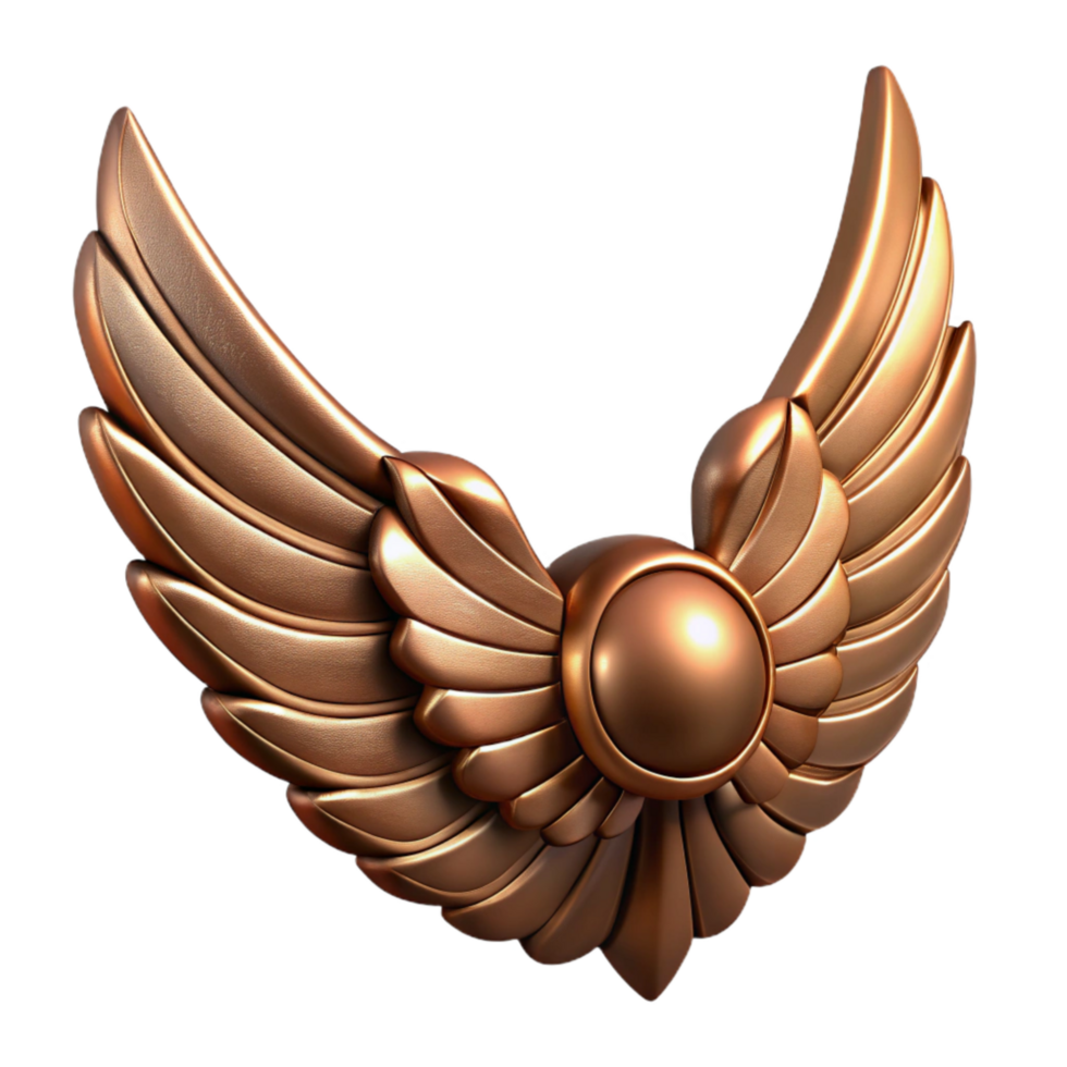 elegant abstract Bronze Mechanical Wings Isolated with Clipping Path high quality png