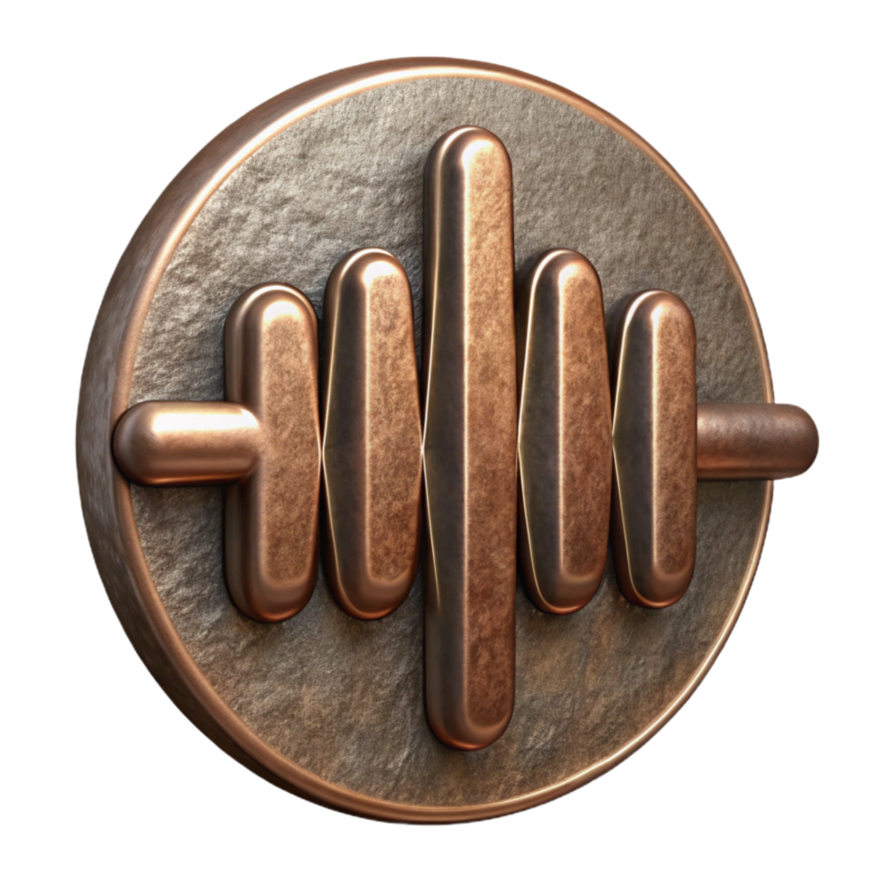 beautiful classic Bronze Soundwave Symbol Isolated with Textured Finish professional png