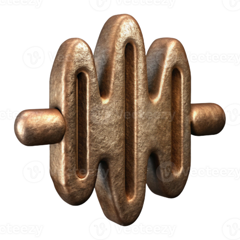 magnificent rustic Bronze Soundwave Symbol Isolated with Textured Finish original png
